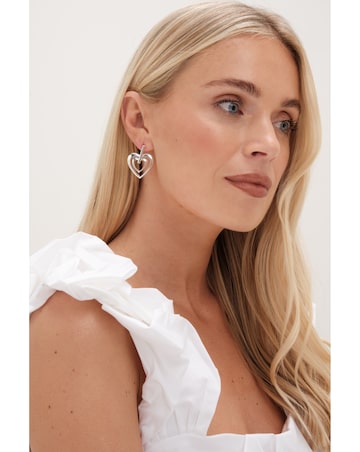 Mood Silver Polished Heart Doorknocker Earrings