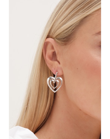 Mood Silver Polished Heart Doorknocker Earrings