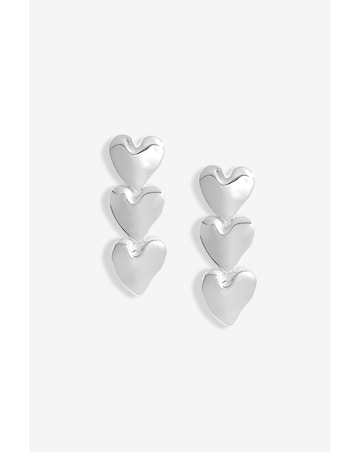 Mood Silver Polished Molten Heart Triple Drop Earrings