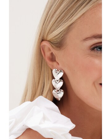 Mood Silver Polished Molten Heart Triple Drop Earrings