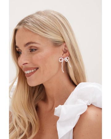 Mood Gold Pearl Bow Drop Earrings