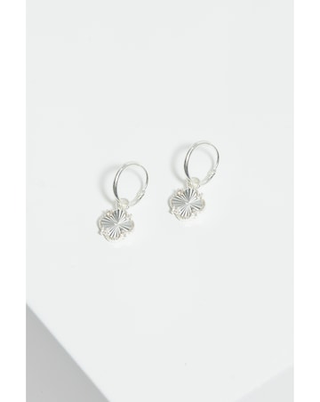 Simply Silver Sterling Silver 925 Diamond Cut Clover Huggie Hoop Earrings