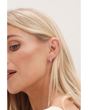 Simply Silver Sterling Silver 925 Cubic Zirconia Graduated Drop Stud Earrings