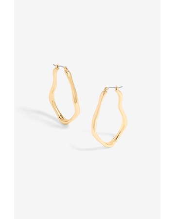 Inicio Gold Plated Molten Large Hoop Earrings - Gift Pouch