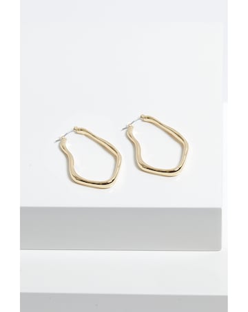 Inicio Gold Plated Molten Large Hoop Earrings - Gift Pouch