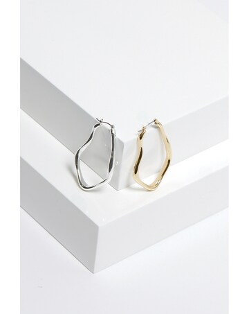 Inicio Silver Plated Molten Large Hoop Earrings - Gift Pouch