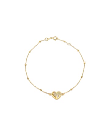 9ct Yellow Gold Rainbow Heart Bracelet