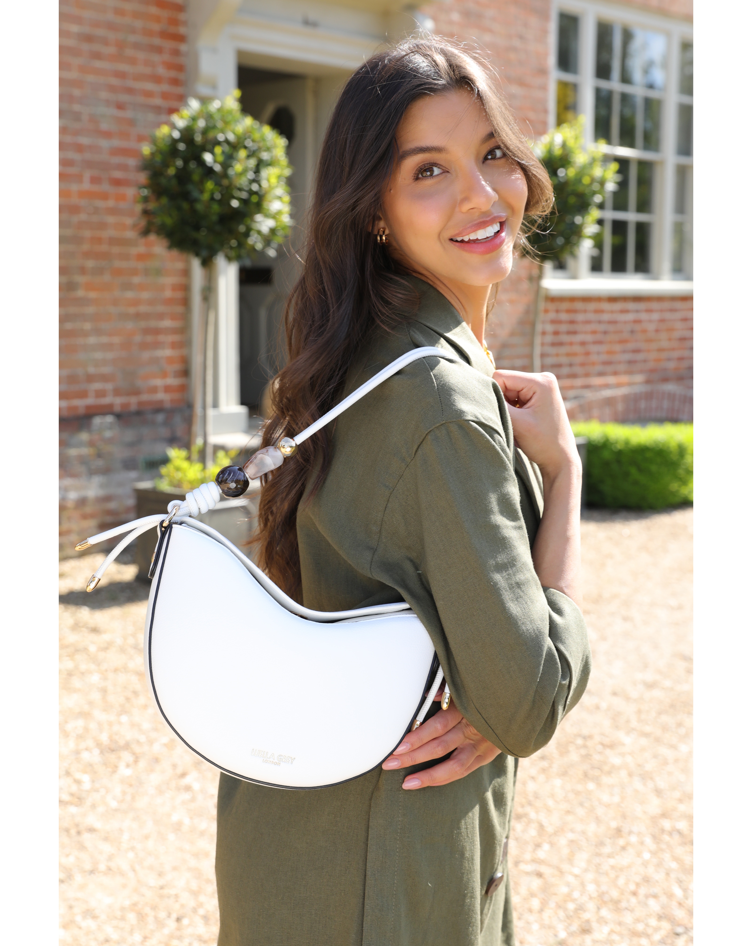 New In - Luella Grey Cora White Saddle Crossbody