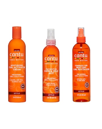 Cantu Curl Activator Cream, Shine & Hold and Comeback Curl Spray Bundle