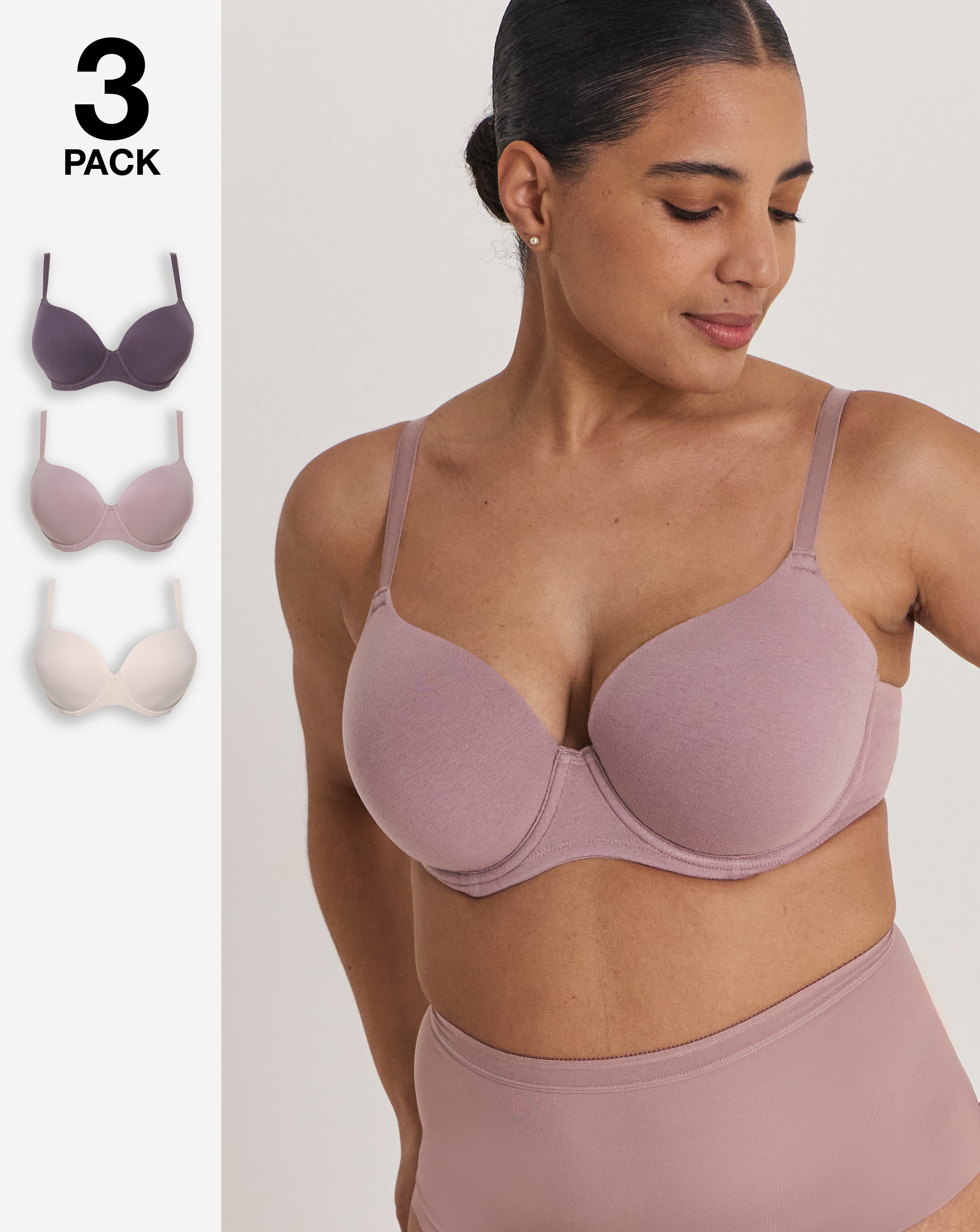 New In - 3 Pack Cotton T-Shirt Bras