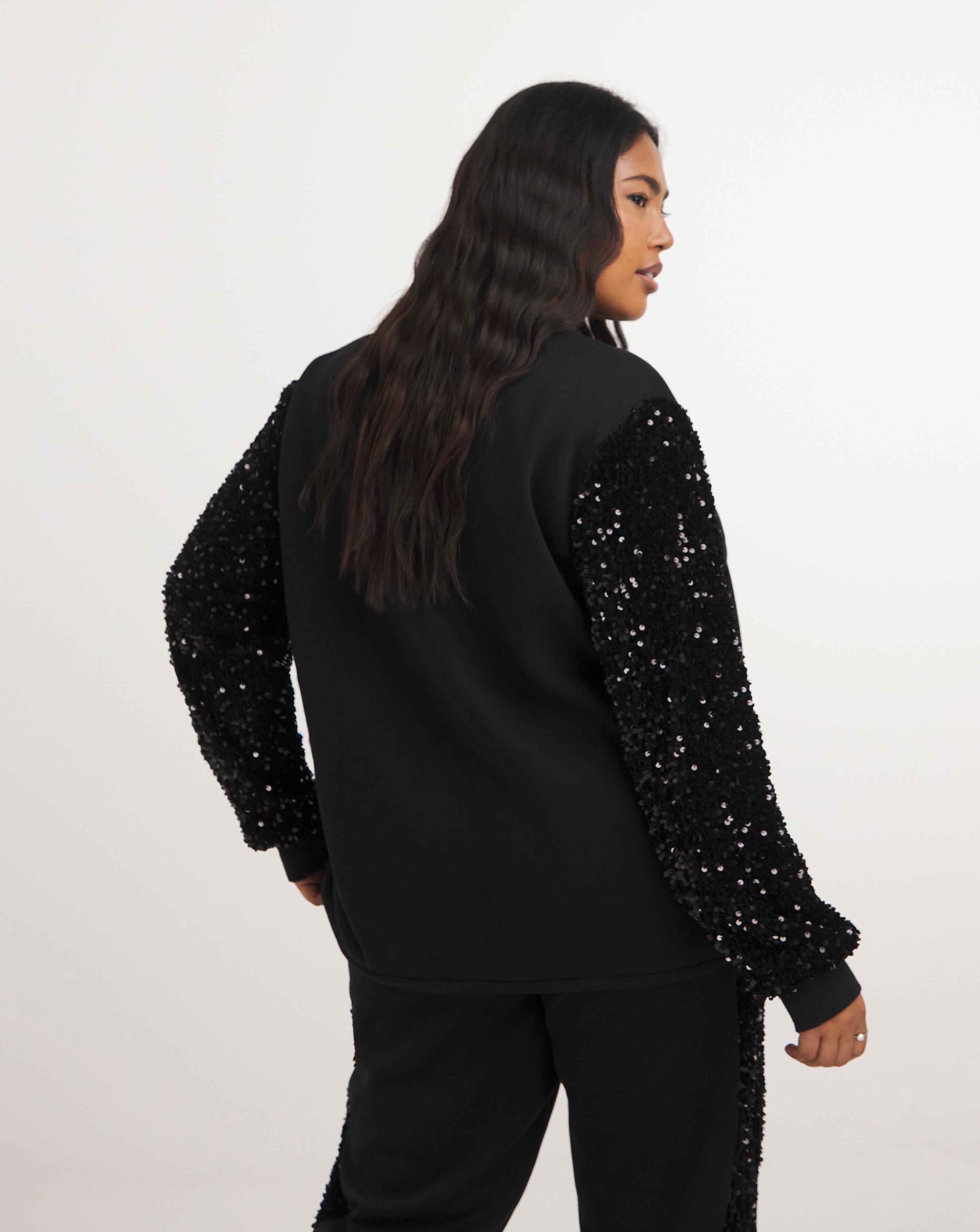 Black Sequin Sleeve Sweatshirt Simply Be