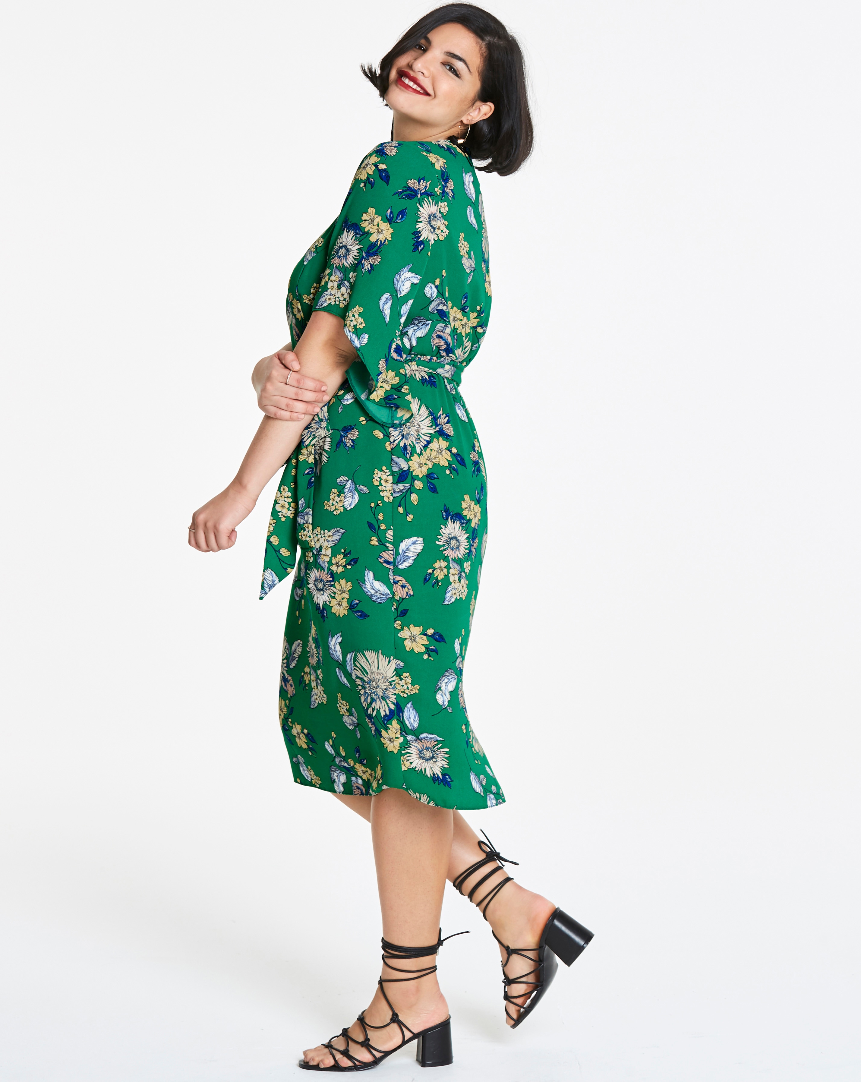 Floral Print Kimono Sleeve Dress Simply Be