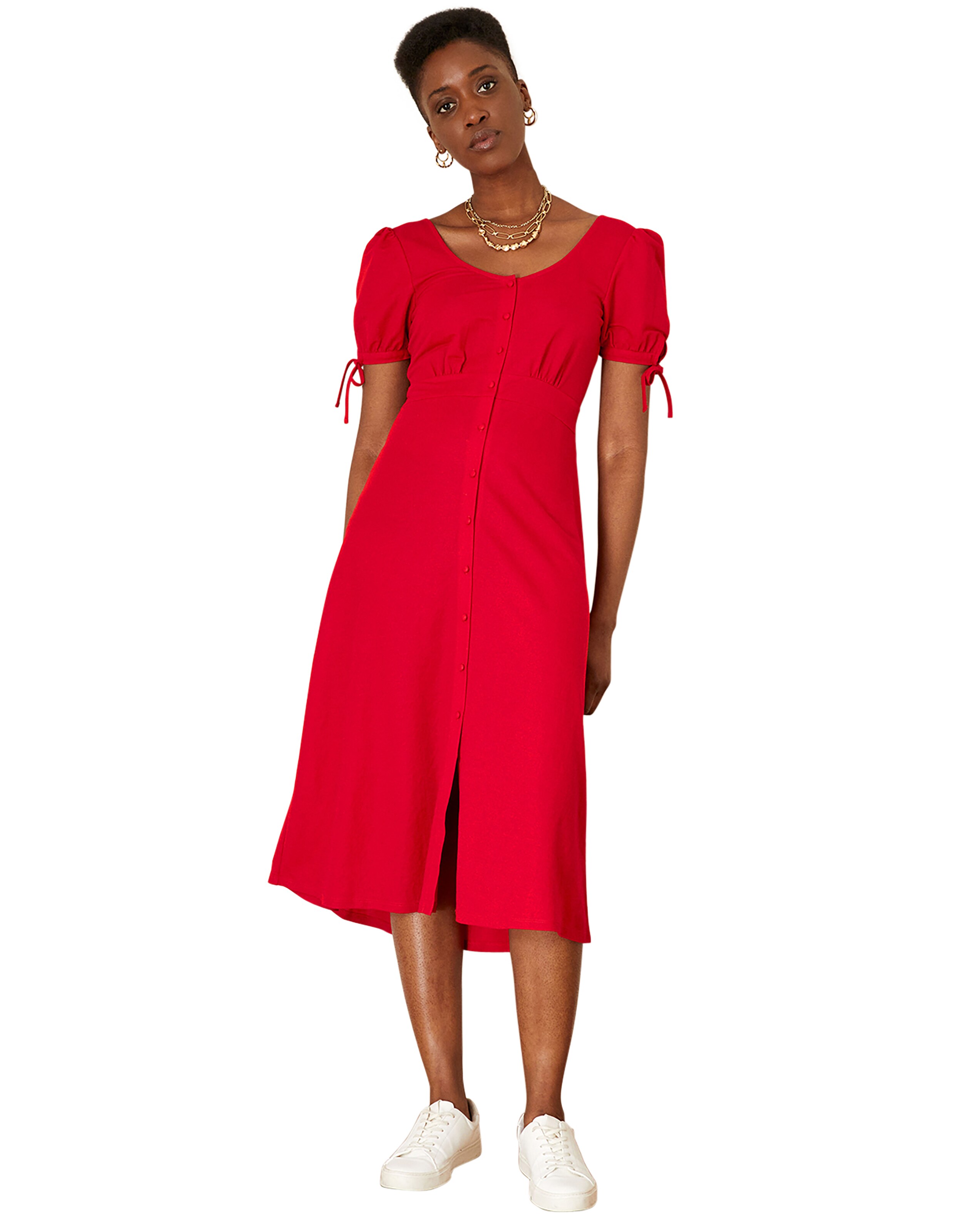 Monsoon Button Plain Jersey Midi Dress 