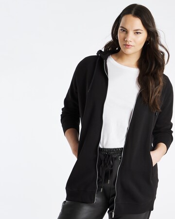 Zip through longline hoodie clearance