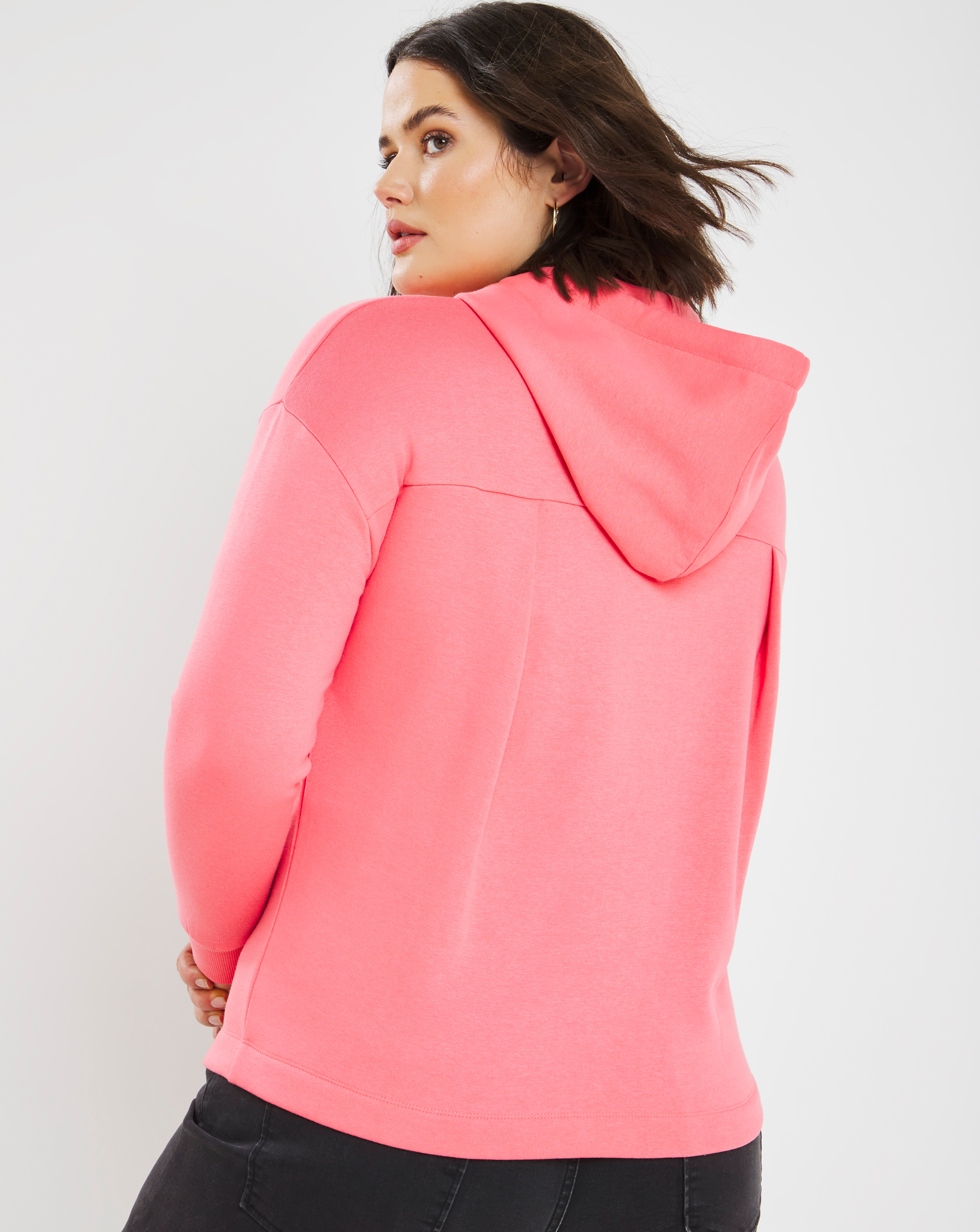 Blossom Pink Pleat Back Hoodie | Simply Be