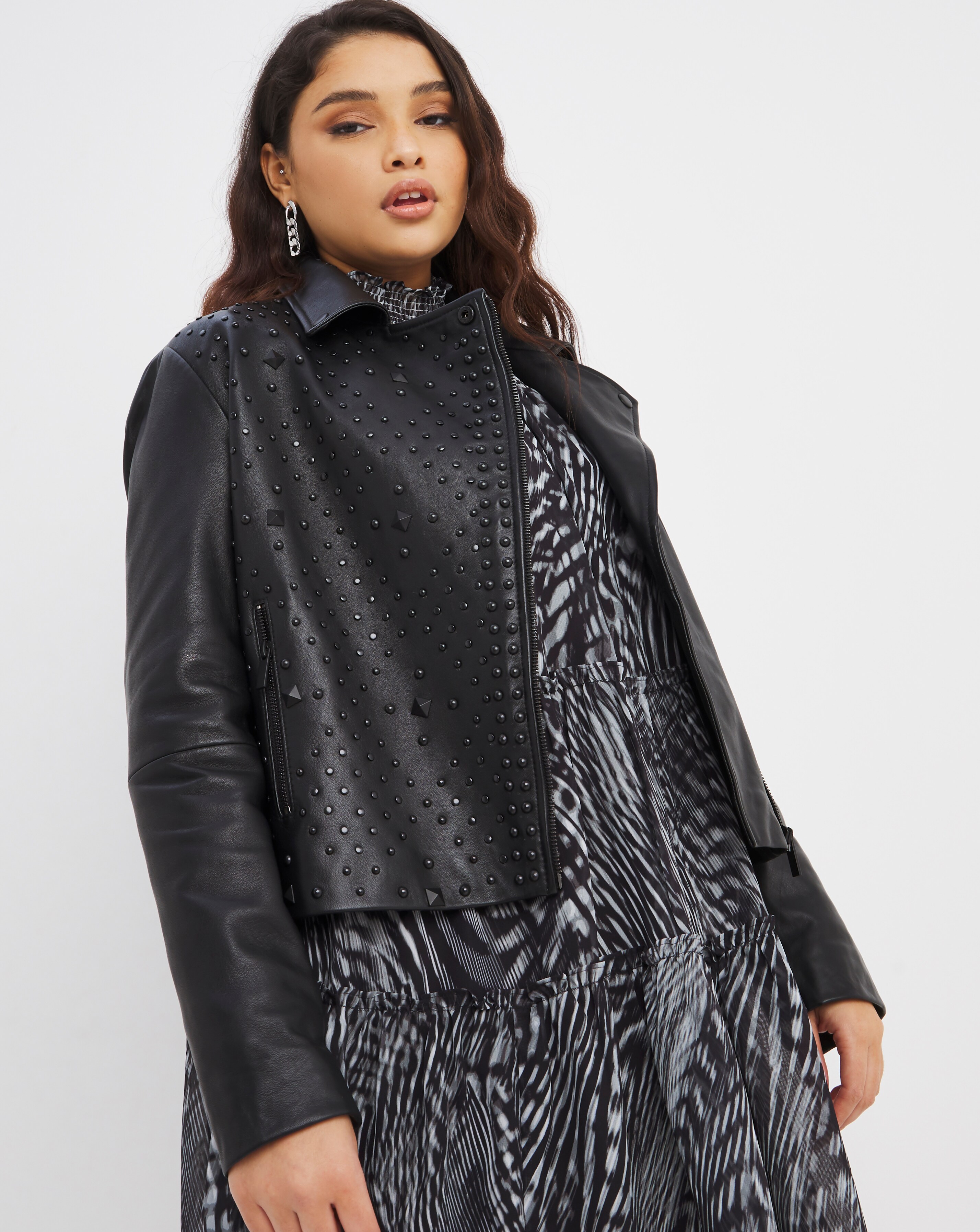 Joanna Hope Studded Leather Jacket 