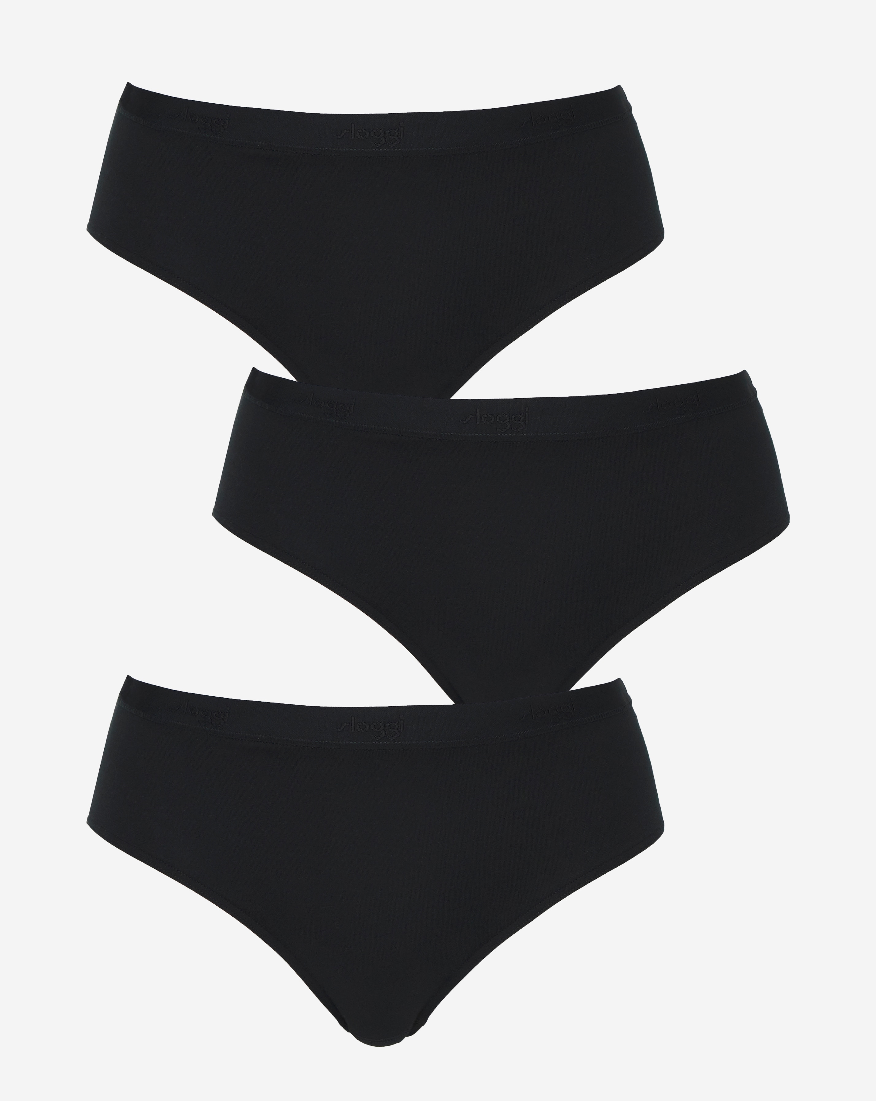 sloggi Sloggi 3Pack Go Casual Midi Briefs In Black | UK Size S Women's