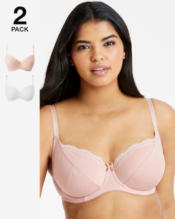 Pretty Secrets 2Pack Sophie Full Cup Cotton Rich Blush/White Bras