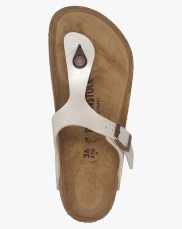 Birkenstock Gizeh Birko Flor Graceful Pearl White Toe Post Sandals Standard Fit