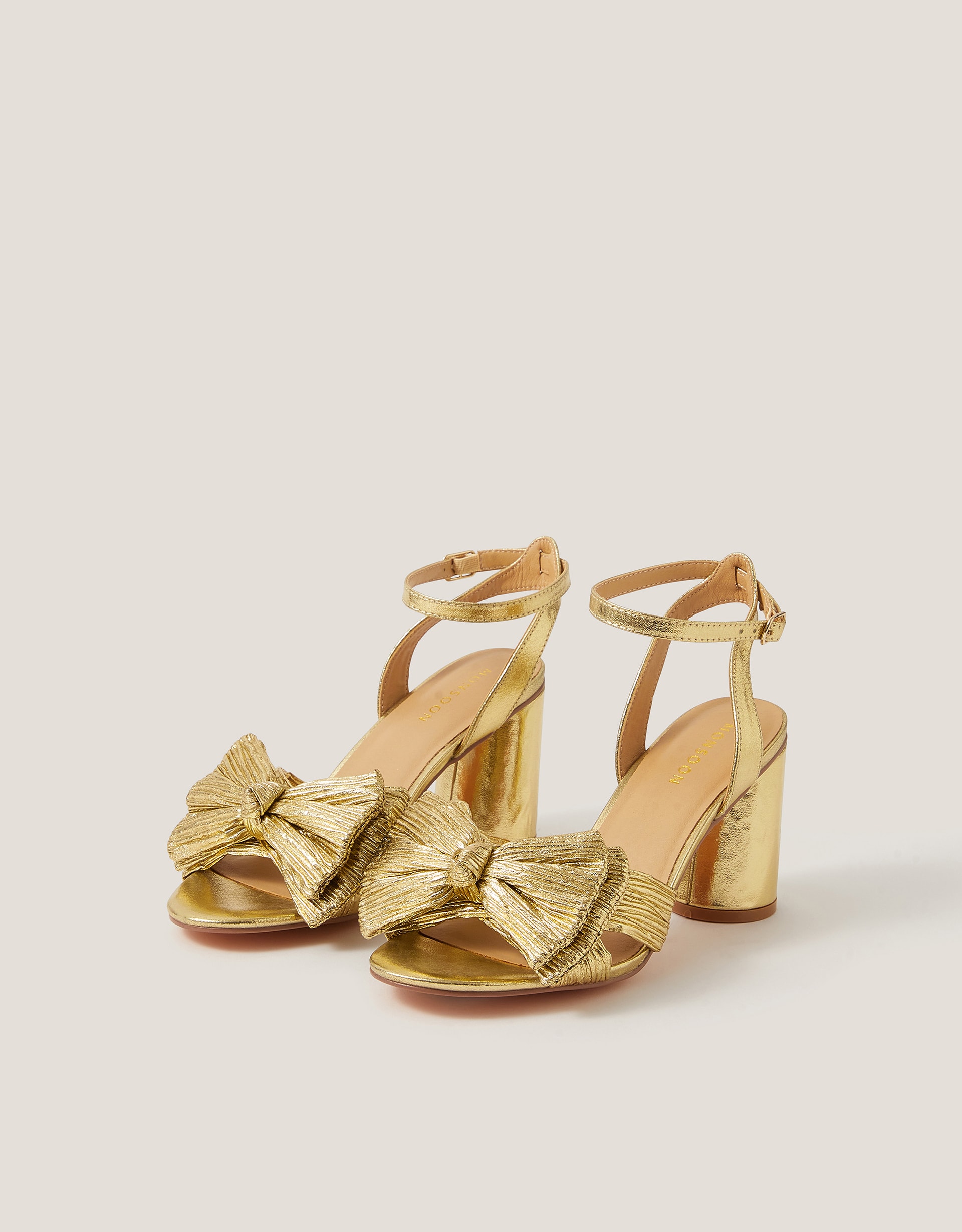 Monsoon Metallic Bow Block Heel Sandals