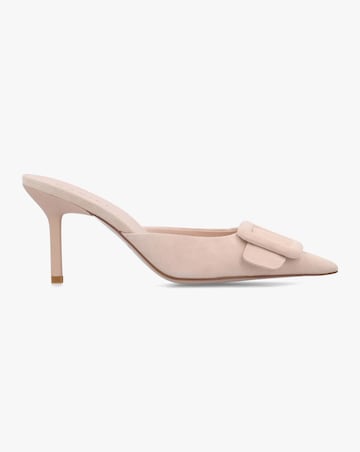 Daniel Etta Nude Suede Buckle Trim Heeled Mules Standard Fit