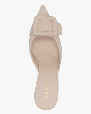 Daniel Etta Nude Suede Buckle Trim Heeled Mules Standard Fit