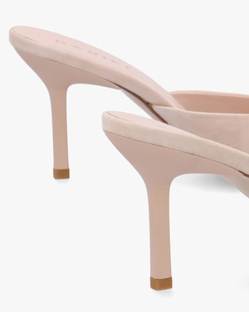 Daniel Etta Nude Suede Buckle Trim Heeled Mules Standard Fit