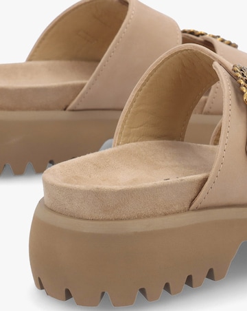 Daniel Annes Beige Suede Chunky Mules Standard Fit