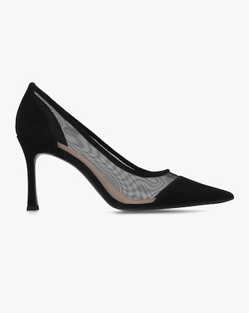 Daniel Elphaba Black Suede & Mesh Heeled Court Shoes Standard Fit