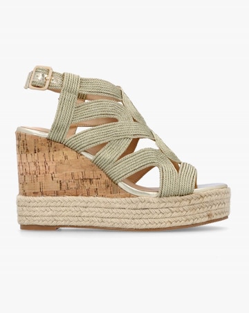 Daniel Yope Gold Rope High Wedge Espadrille Sandals Standard Fit