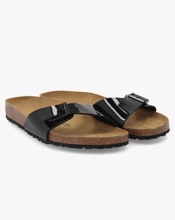 Birkenstock Madrid Black Patent Birko-Flor Mules Narrow Width
