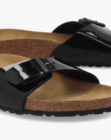 Birkenstock Madrid Black Patent Birko-Flor Mules Narrow Width