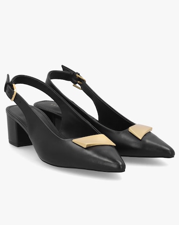 Radley Bliss Crescent Black Leather Block Heeled Sling Backs Standard Fit