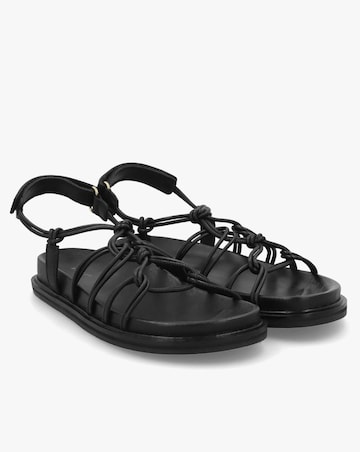 Radley The Roxburgh Black Leather Knotted Strap Sandals Standard Fit
