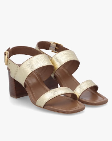 Radley The Goldborne Gold Leather Block Heel Sandals Standard Fit
