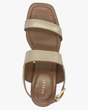 Radley The Goldborne Gold Leather Block Heel Sandals Standard Fit