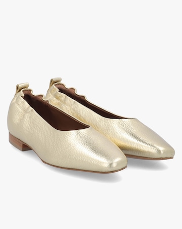 Radley Elm Grove Gold Leather Ballet Pumps Standard Fit