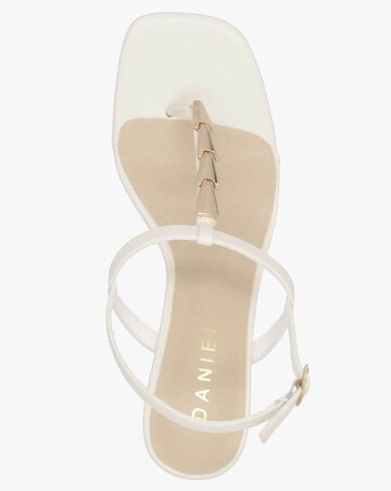 Daniel Yoko Cream Gold Trim Toe Post Mid Wedge Sandals Standard Fit