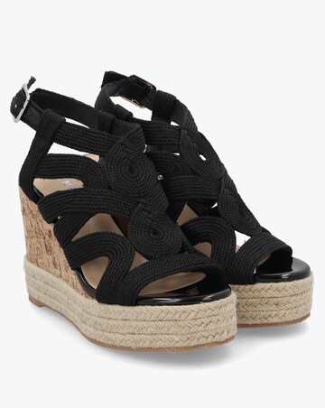 Daniel Yope Black Rope High Wedge Espadrille Sandals Standard Fit