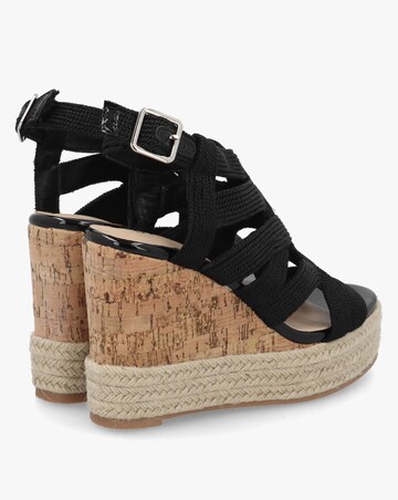 Daniel Yope Black Rope High Wedge Espadrille Sandals Standard Fit
