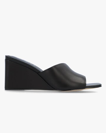 Daniel Sayne Black Leather Wedge Mules Standard Fit