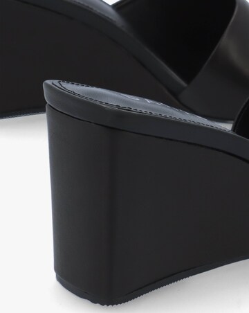 Daniel Sayne Black Leather Wedge Mules Standard Fit