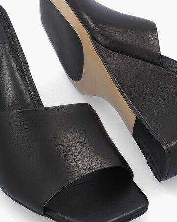 Daniel Sayne Black Leather Wedge Mules Standard Fit