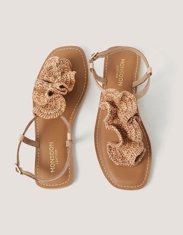 Monsoon Rosa Raffia Leather Sandals
