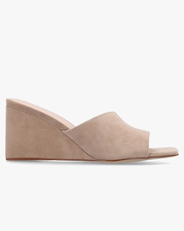 Daniel Sayne Beige Suede Wedge Mules Standard Fit