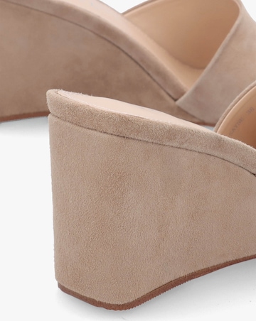 Daniel Sayne Beige Suede Wedge Mules Standard Fit