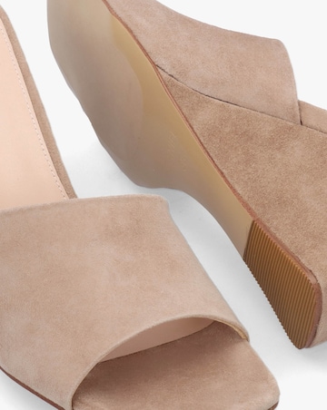 Daniel Sayne Beige Suede Wedge Mules Standard Fit