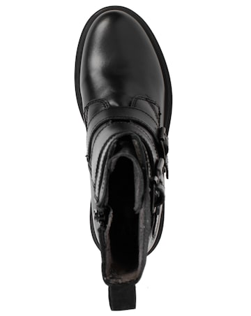 Fly London Jeda Black Leather Biker Boots Standard Width