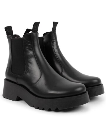 Fly London Medi Black Leather Chunky Chelsea Boots
