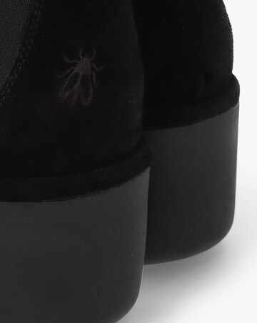 Fly London Bagu Black Suede Wedge Chelsea Boots Standard Width